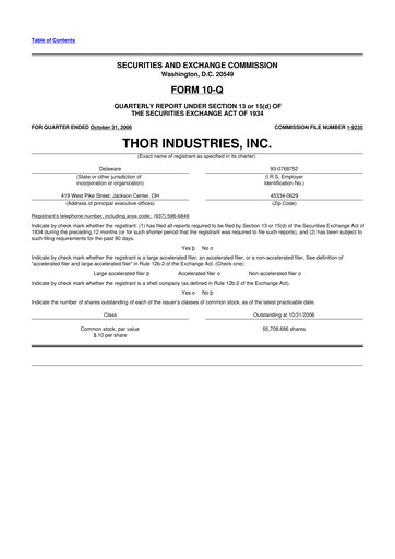 Thumbnail Thor Industries
 10-Q Quarterly Report FY 