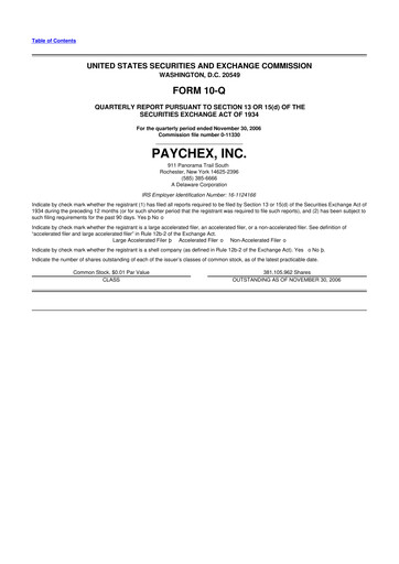 Vorschaubild Paychex 10-Q Quartalsbericht  