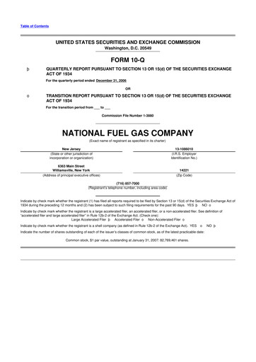 Thumbnail National Fuel Gas
 10-Q Quarterly Report FY 