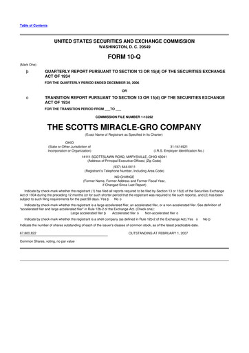 Thumbnail ScottsMiracle-Gro 10-Q Quarterly Report FY 