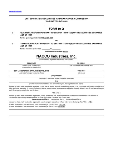 Thumbnail NACCO Industries
 10-Q Quarterly Report FY 