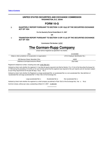 Vorschaubild Gorman-Rupp 10-Q Quartalsbericht  