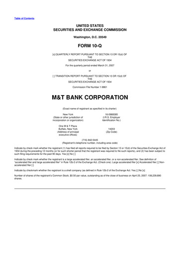 Thumbnail M&T Bank 10-Q Quarterly Report FY 