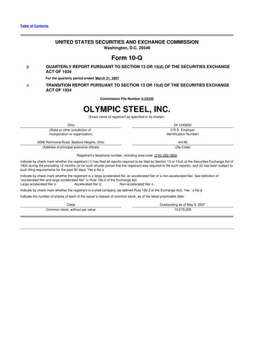 Thumbnail Olympic Steel
 10-Q Quarterly Report FY 
