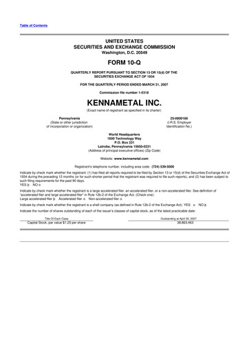 Vorschaubild Kennametal 10-Q Quartalsbericht  