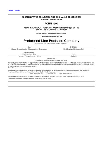 Thumbnail Preformed Line Products 10-Q Quarterly Report FY 