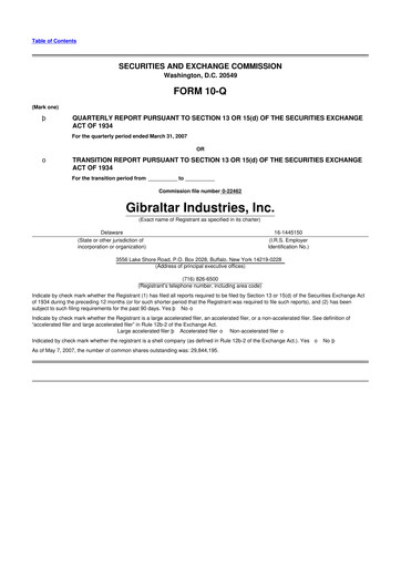 Thumbnail Gibraltar Industries
 10-Q Quarterly Report FY 