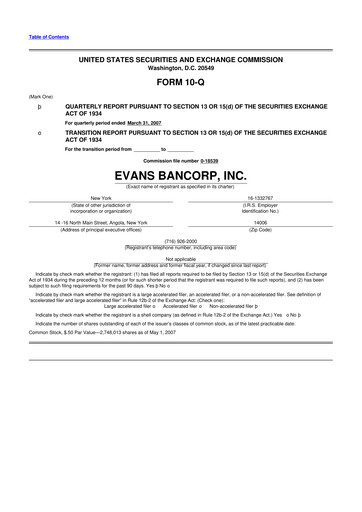 Thumbnail Evans Bancorp 10-Q Quarterly Report FY 