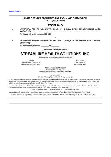 Thumbnail Streamline Health Solutions 10-Q Quarterly Report FY 