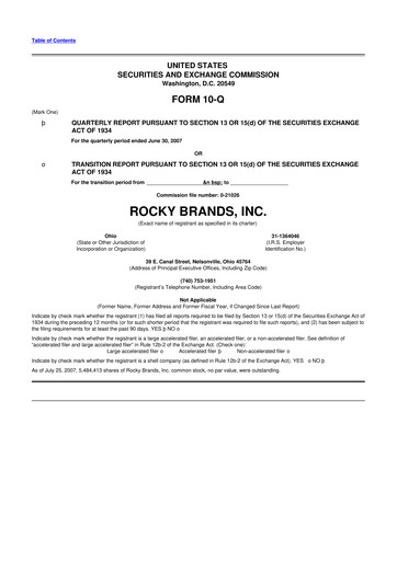 Thumbnail Rocky Brands 10-Q Quarterly Report FY 