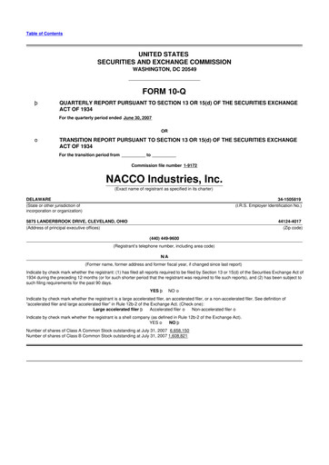 Thumbnail NACCO Industries
 10-Q Quarterly Report FY 