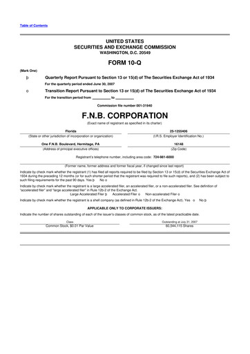 Thumbnail F.N.B. Corporation
 10-Q Quarterly Report FY 
