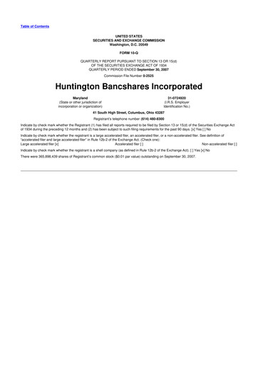 Thumbnail Huntington Bancshares
 10-Q Quarterly Report FY 
