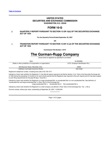 Vorschaubild Gorman-Rupp 10-Q Quartalsbericht  