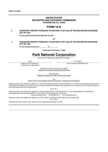 Thumbnail Park National Corp 10-Q Quarterly Report FY 