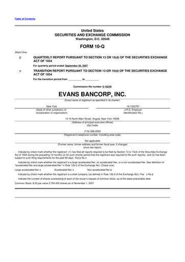 Thumbnail Evans Bancorp 10-Q Quarterly Report FY 