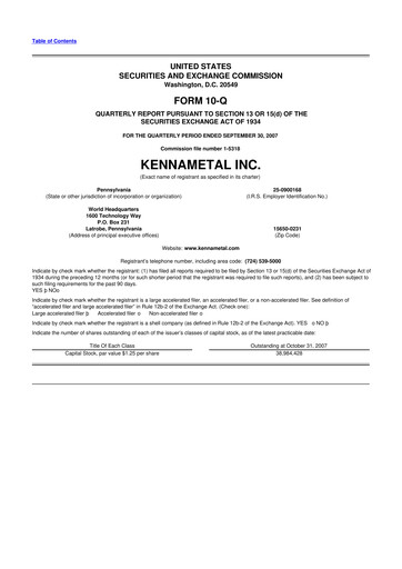 Vorschaubild Kennametal 10-Q Quartalsbericht  