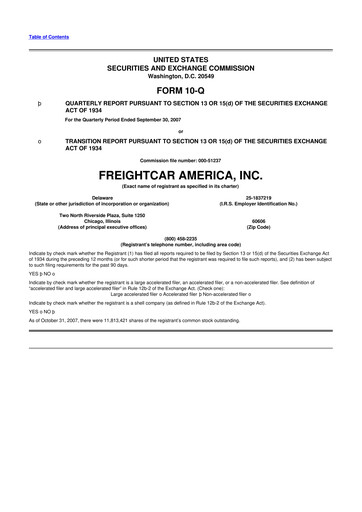 Thumbnail FreightCar America
 10-Q Quarterly Report FY 