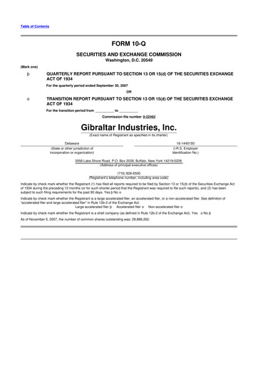 Thumbnail Gibraltar Industries
 10-Q Quarterly Report FY 