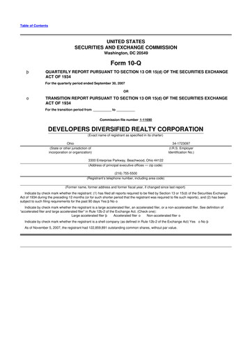 Thumbnail SITE Centers
 10-Q Quarterly Report FY 