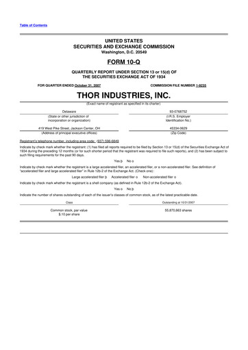 Thumbnail Thor Industries
 10-Q Quarterly Report FY 