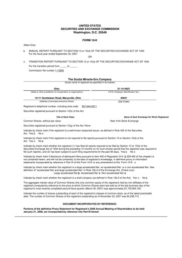 Miniature ScottsMiracle-Gro 10-K Rapport annuel 