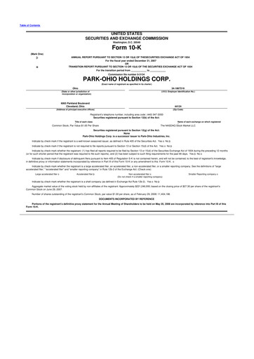 Thumbnail ParkOhio Holdings Corp. 10-K Annual Report 