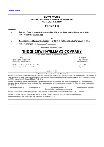 Miniature Sherwin-Williams 10-Q Rapport trimestriel  