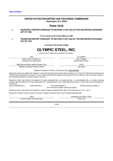 Thumbnail Olympic Steel
 10-Q Quarterly Report FY 