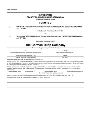 Vorschaubild Gorman-Rupp 10-Q Quartalsbericht  