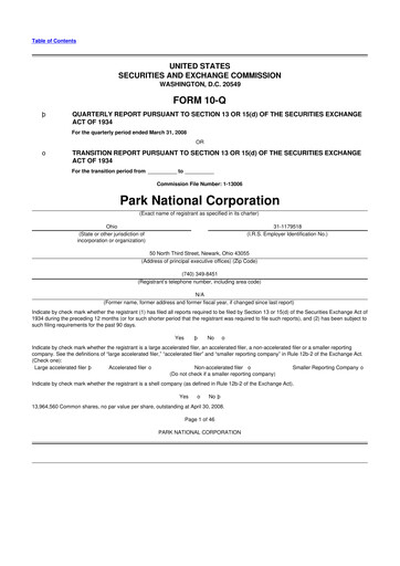 Thumbnail Park National Corp 10-Q Quarterly Report FY 