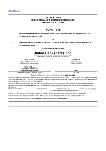 Vorschaubild United Bankshares 10-Q Quartalsbericht  