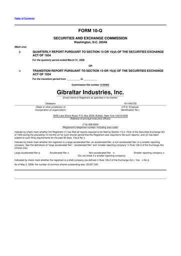 Thumbnail Gibraltar Industries
 10-Q Quarterly Report FY 