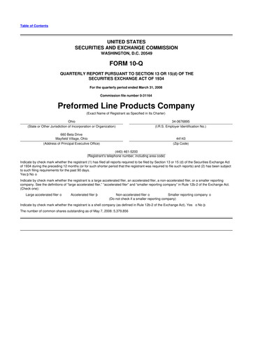Thumbnail Preformed Line Products 10-Q Quarterly Report FY 
