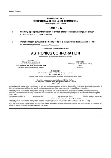Thumbnail Astronics Corporation
 10-Q Quarterly Report FY 