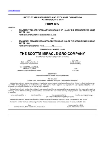 Thumbnail ScottsMiracle-Gro 10-Q Quarterly Report FY 