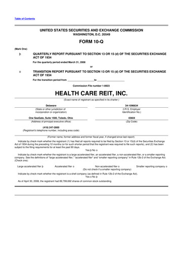Miniature Welltower
 10-Q Rapport trimestriel  