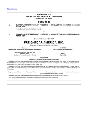 Thumbnail FreightCar America
 10-Q Quarterly Report FY 