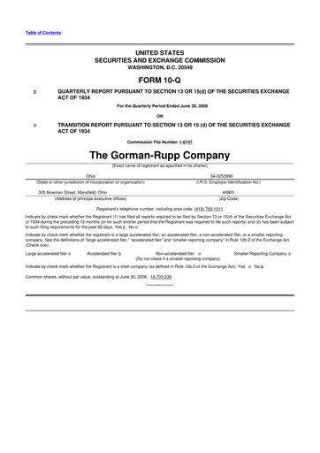Vorschaubild Gorman-Rupp 10-Q Quartalsbericht  