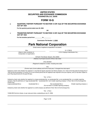 Thumbnail Park National Corp 10-Q Quarterly Report FY 