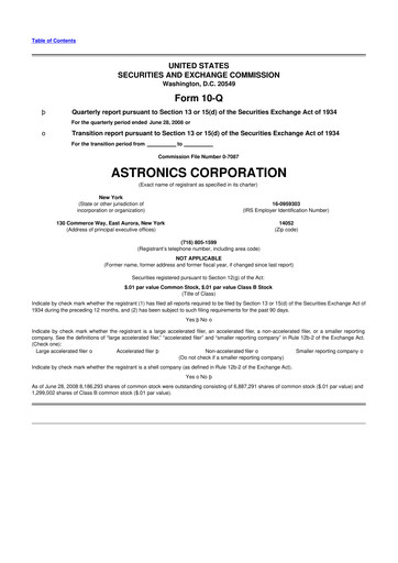 Thumbnail Astronics Corporation
 10-Q Quarterly Report FY 