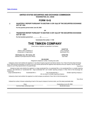Thumbnail Timken Company
 10-Q Quarterly Report FY 