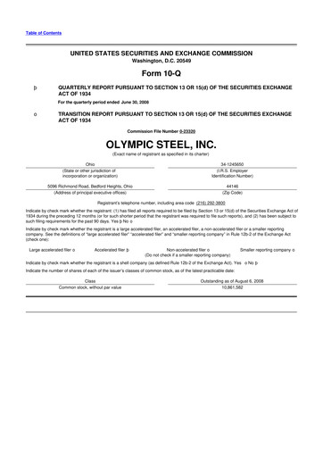 Thumbnail Olympic Steel
 10-Q Quarterly Report FY 