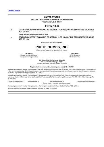 Vorschaubild PulteGroup 10-Q Quartalsbericht  