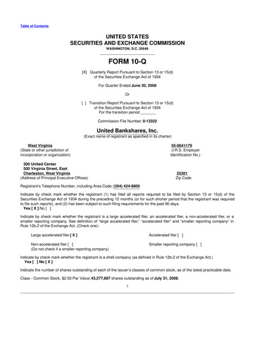 Vorschaubild United Bankshares 10-Q Quartalsbericht  