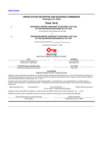 Miniature KeyCorp (KeyBank) 10-Q Rapport trimestriel  