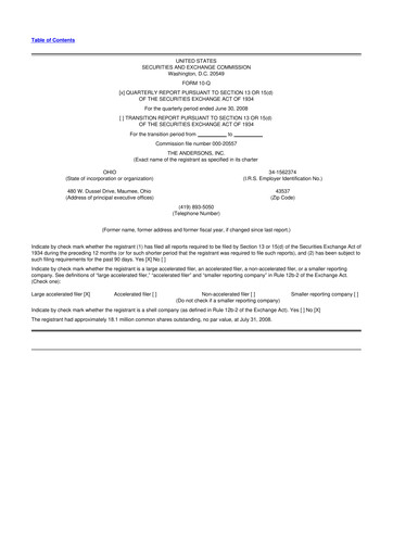 Thumbnail The Andersons, Inc. 10-Q Quarterly Report FY 