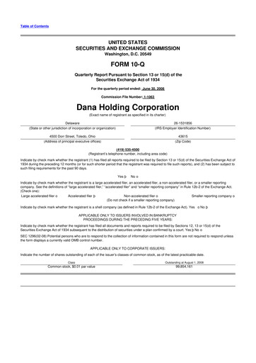Thumbnail Dana Incorporated 10-Q Quarterly Report FY 