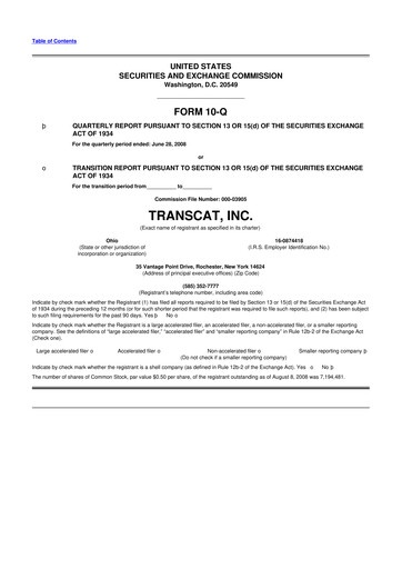 Thumbnail Transcat 10-Q Quarterly Report FY 