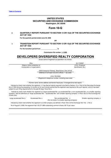 Thumbnail SITE Centers
 10-Q Quarterly Report FY 